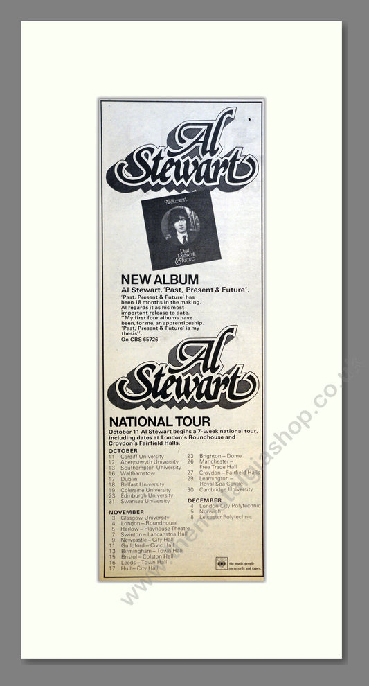 Al Stewart - Past Present and Future (UK Tour) . Vintage Advert 1973 (ref AD200832)