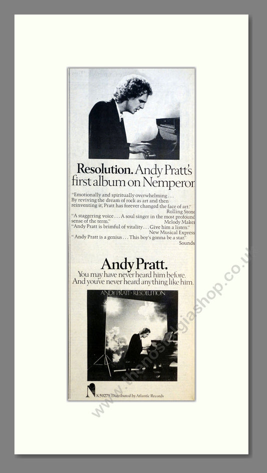 Andy Pratt - Resolution. Vintage Advert 1976 (ref AD200861)