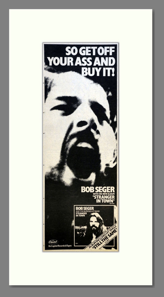 Bob Seger - Stranger In Town. Vintage Advert 1978 (ref AD200887)