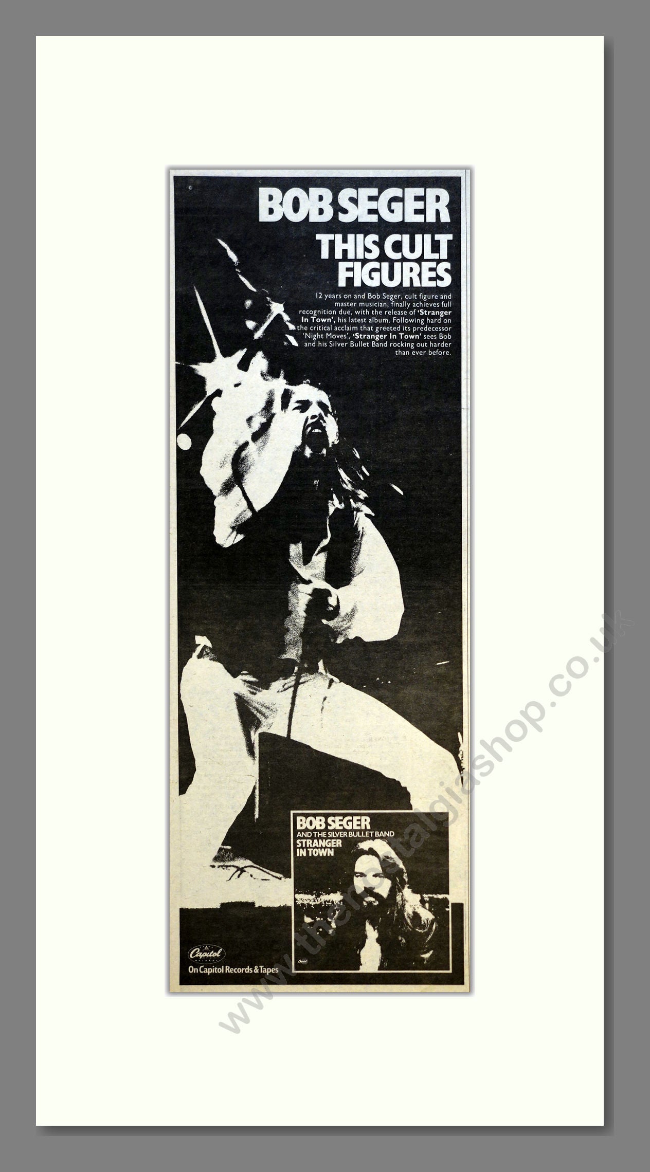 Bob Seger - Stranger In Town. Vintage Advert 1978 (ref AD200888)