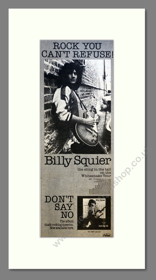 Billy Squier - Don't Say No (UK Tour with Whitesnake). Vintage Advert 1981 (ref AD200895)
