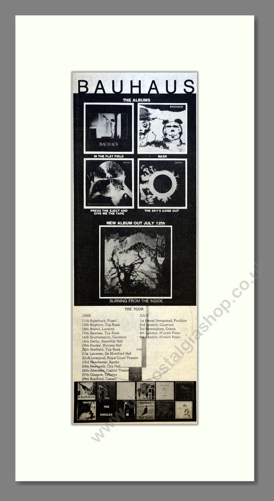 Bauhaus - UK Tour. Vintage Advert 1983 (ref AD200910)