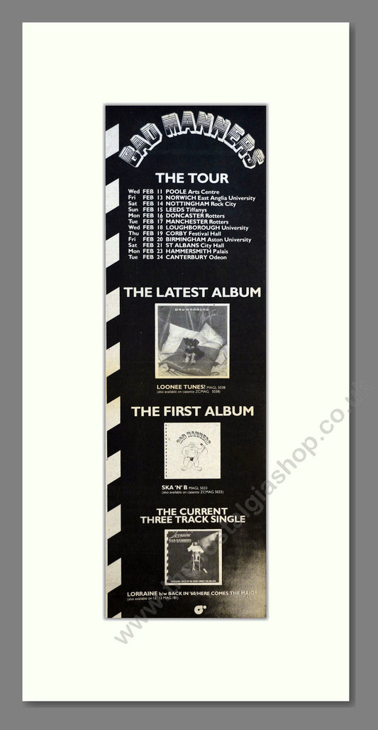 Bad Manners - UK Tour. Vintage Advert 1981 (ref AD200932)