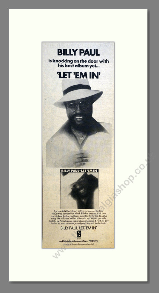 Billy Paul - Let Em In. Vintage Advert 1977 (ref AD200934)