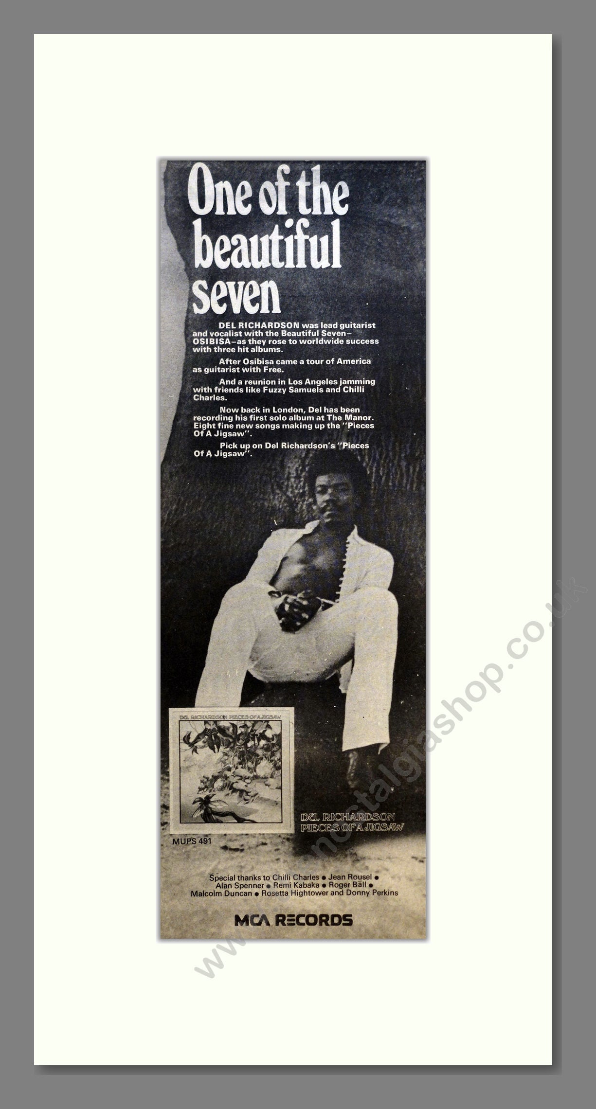 Del Richardson - Pieces Of A Jigsaw. Vintage Advert 1973 (ref 