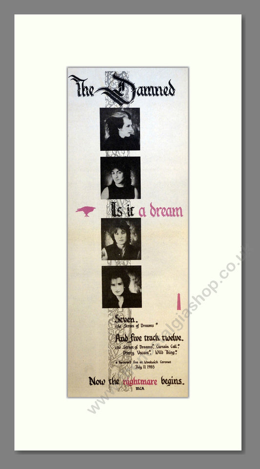 Damned (The) - Is It A Dream. Vintage Advert 1985 (ref AD201057)