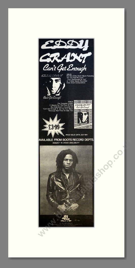 Eddy Grant - Can't Get Enough. Vintage Advert 1981 (ref AD201082)