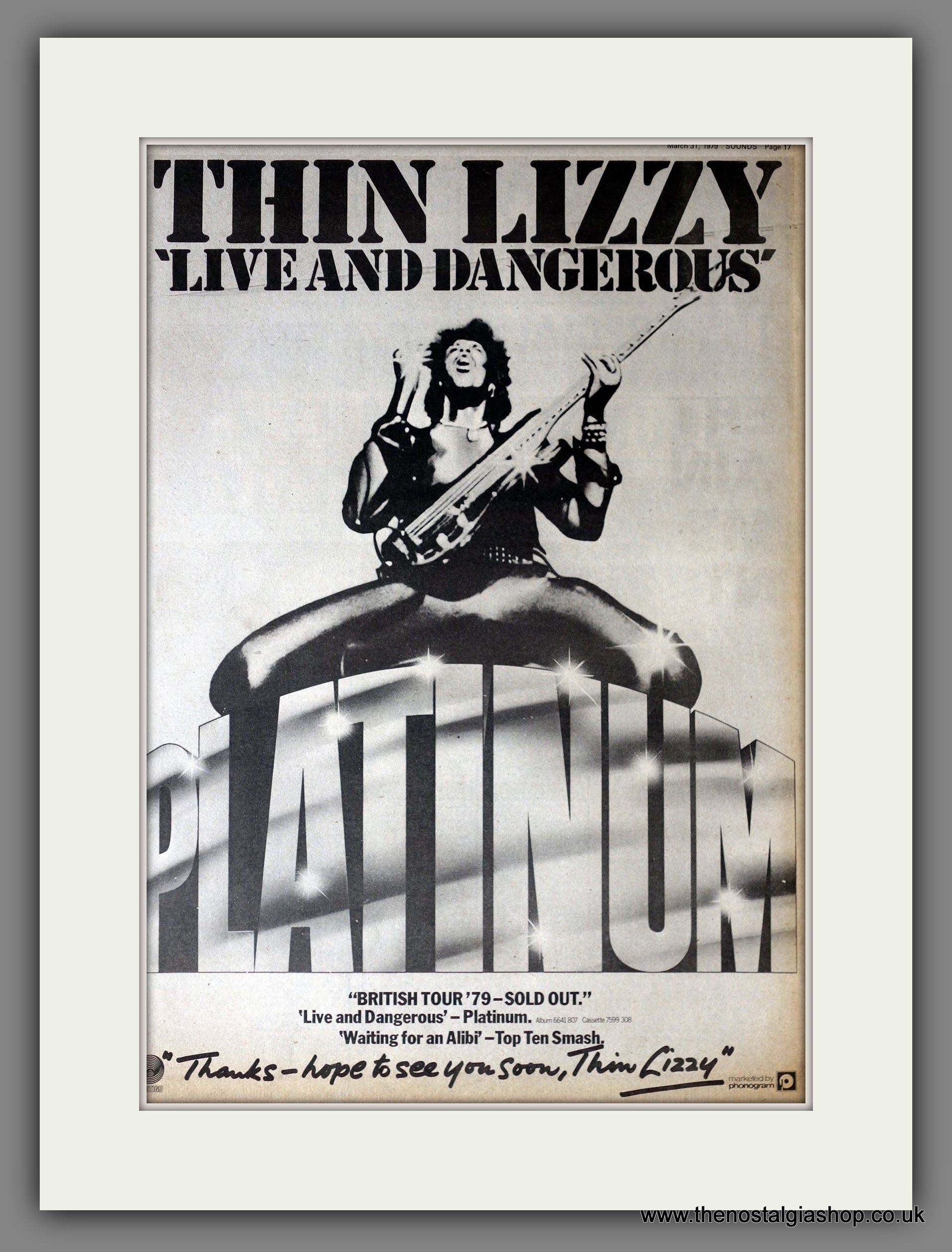 Thin Lizzy. Live And Dangerous. Original Advert 1979 (ref AD14193