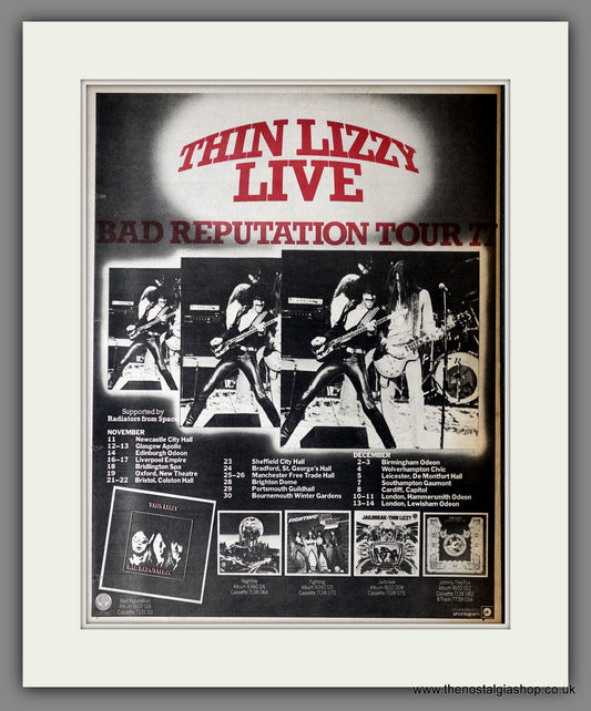 Thin Lizzy Bad Reputation Live Tour. Original Advert 1977 (ref AD14199)