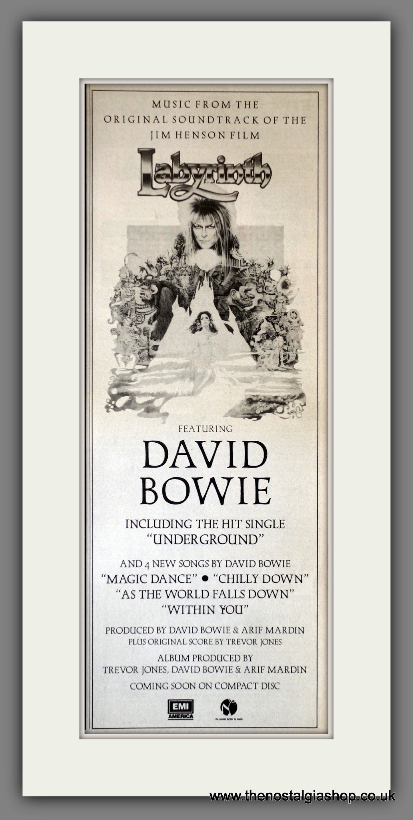 Labyrinth. David Bowie. Vintage Advert 1986 (ref AD200310)