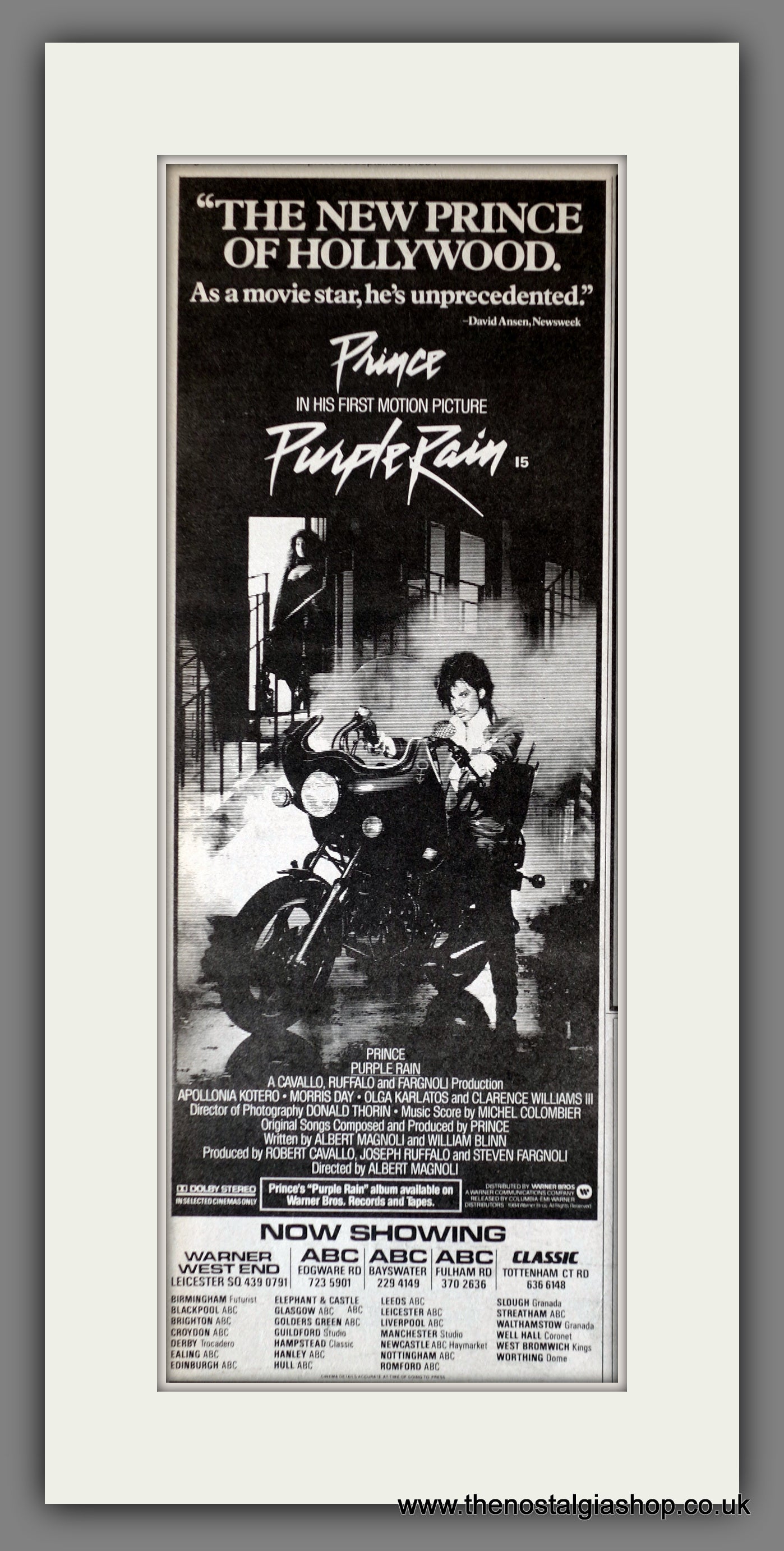 Purple Rain. Prince. Vintage Advert 1984 (ref AD200315)