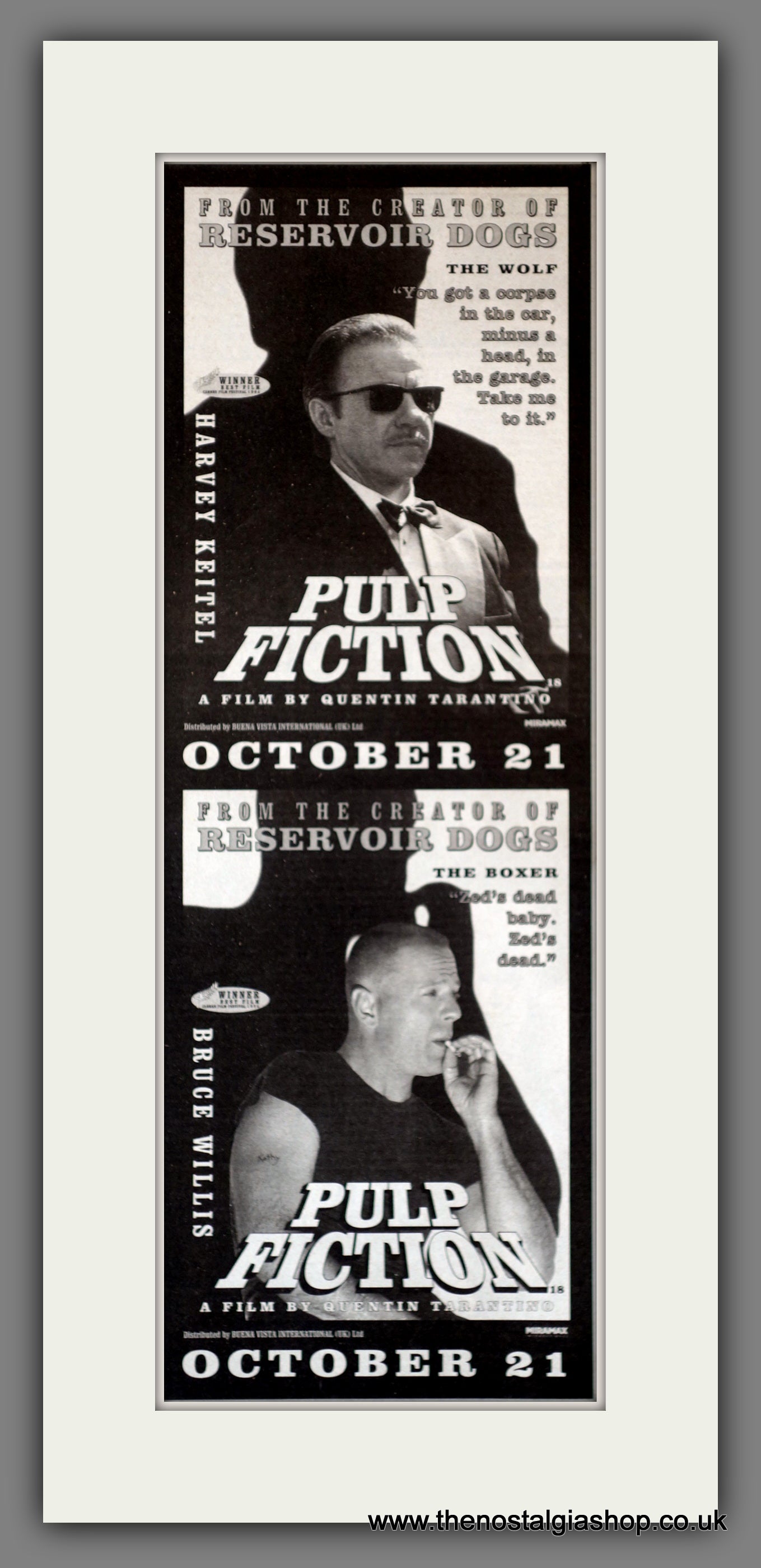 Pulp Fiction. Set of 2 Vintage Adverts 1994 (ref AD200327)