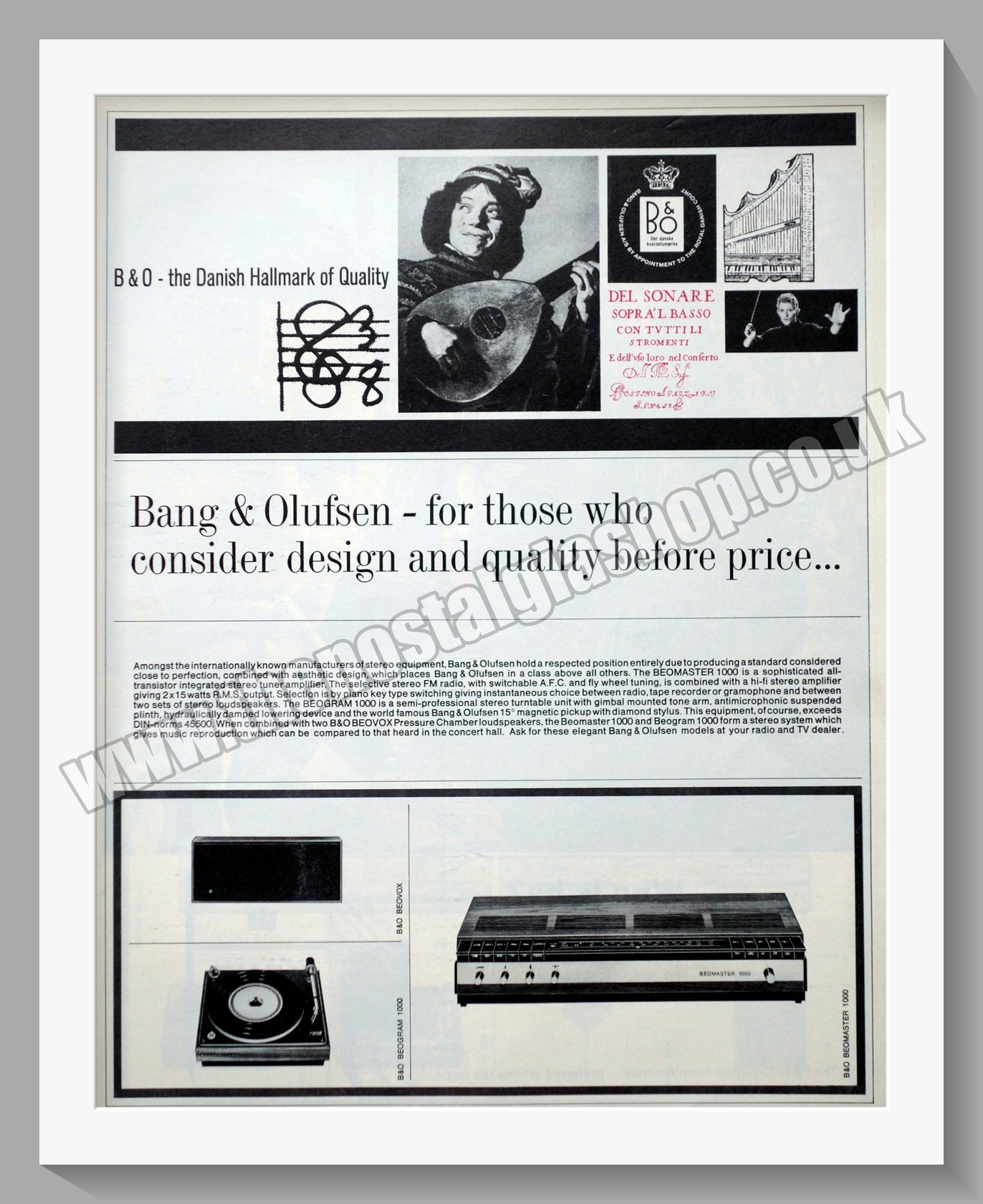 Bang & Olufsen Beomaster 1000. Original Advert 1967 (ref AD300477)