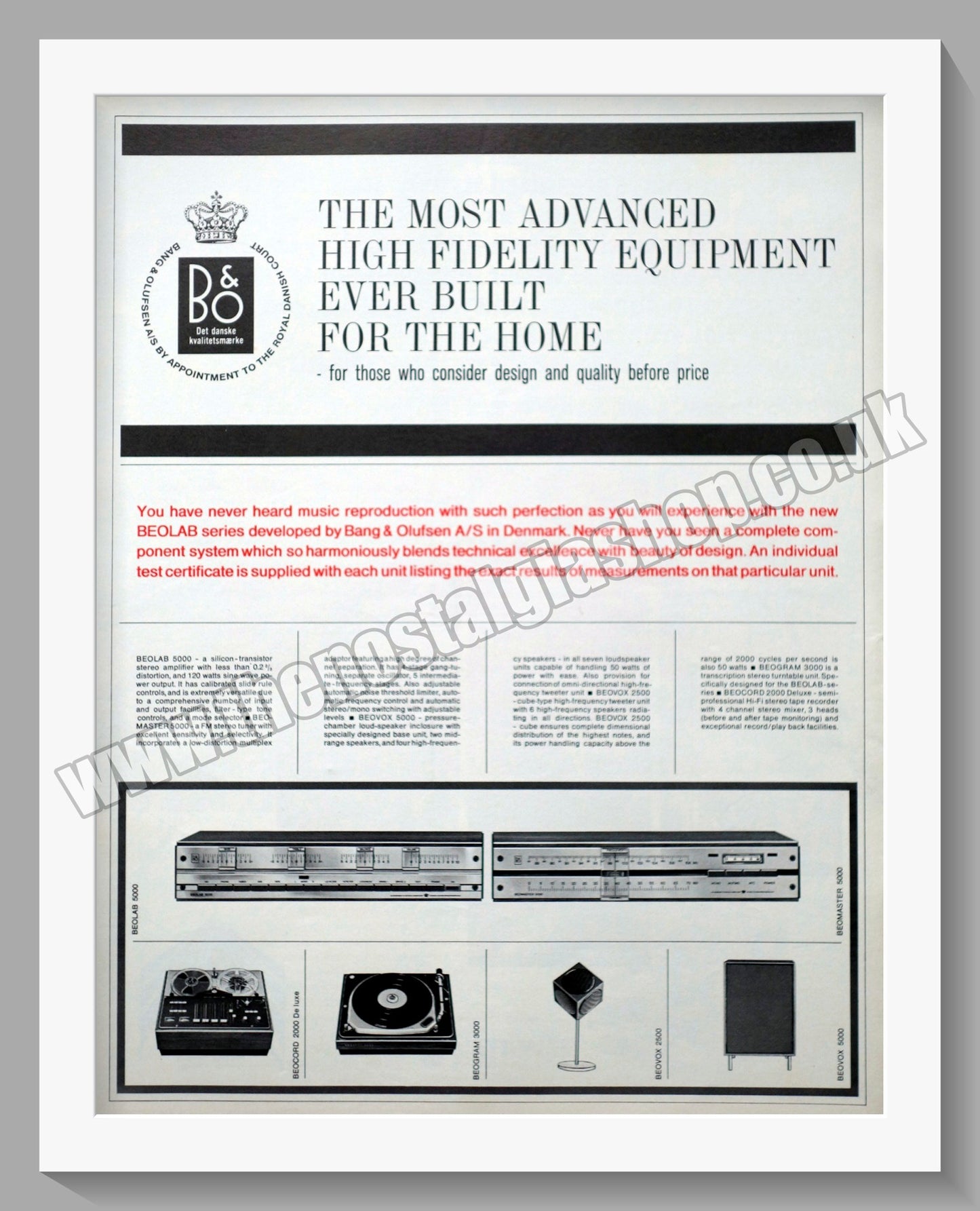 Bang & Olufsen Beolab 5000. Original Advert 1967 (ref AD300478)
