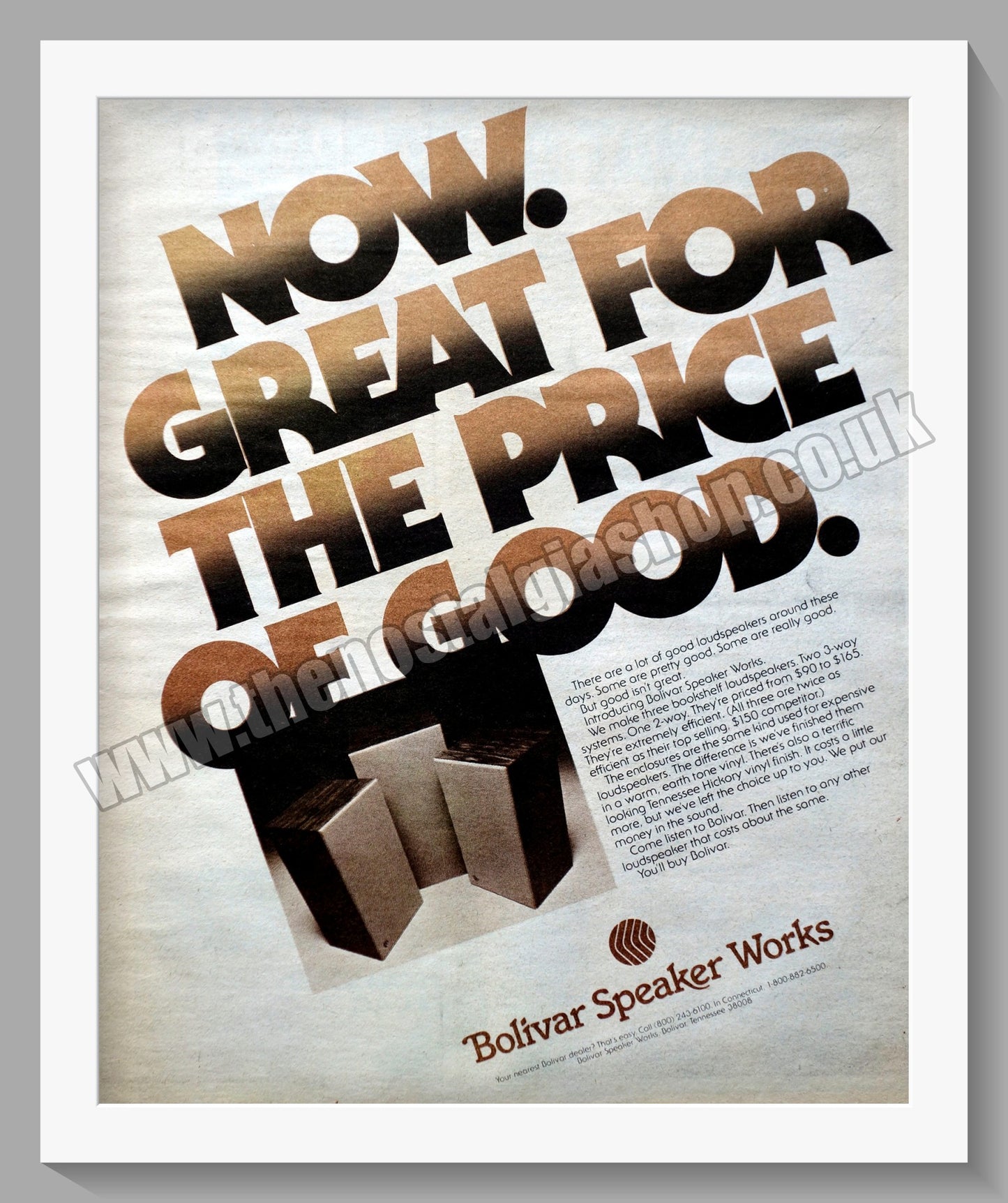 Bolivar Speaker Works. Original Advert 1977 (ref AD300488)
