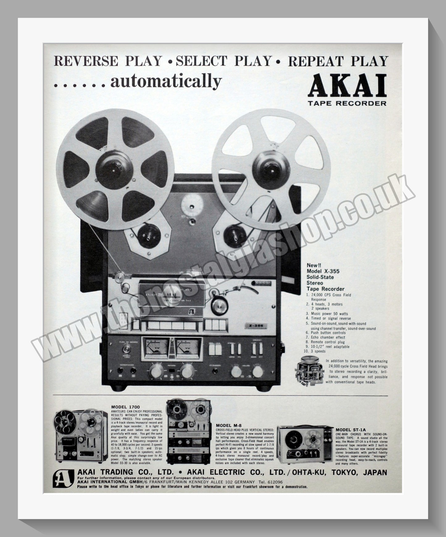 Akai Tape Recorder. Original Advert 1965 (ref AD300520)