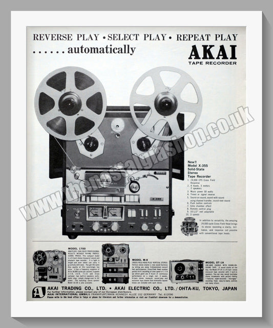 Akai Tape Recorder. Original Advert 1965 (ref AD300520)