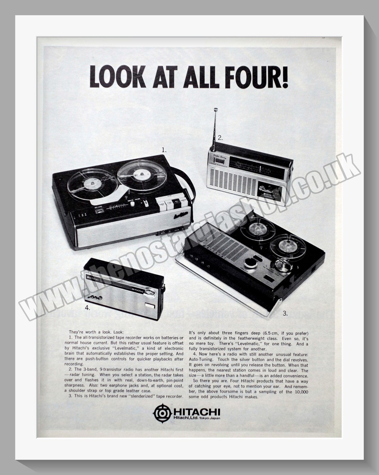 Hitachi Radios And Tape Recorders. Original Advert 1965 (ref AD300532)