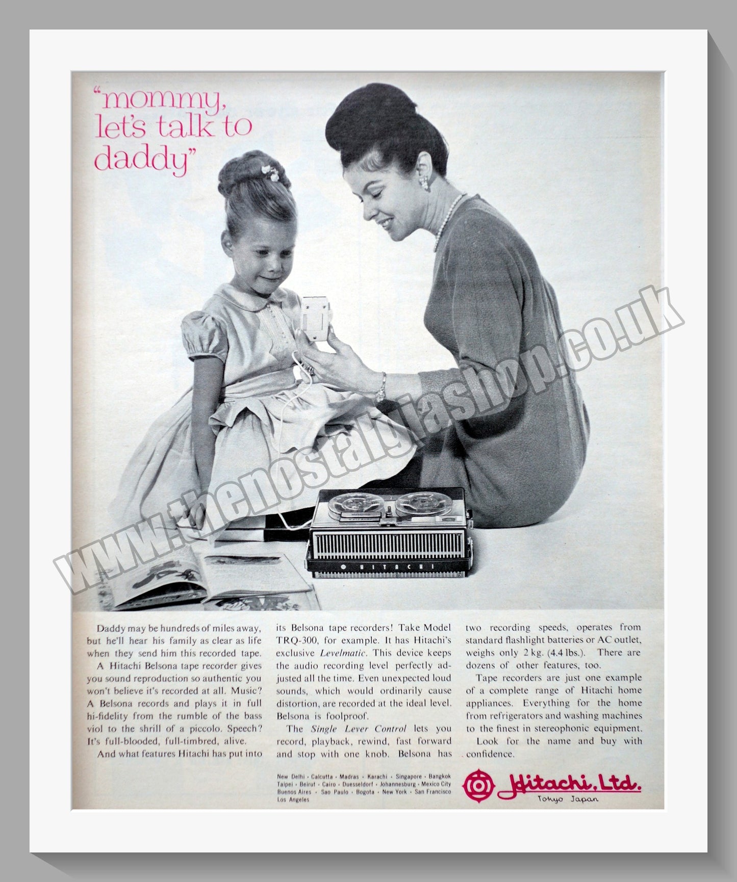 Hitachi Belsona Tape Recorder. Original Advert 1964 (ref AD300535)