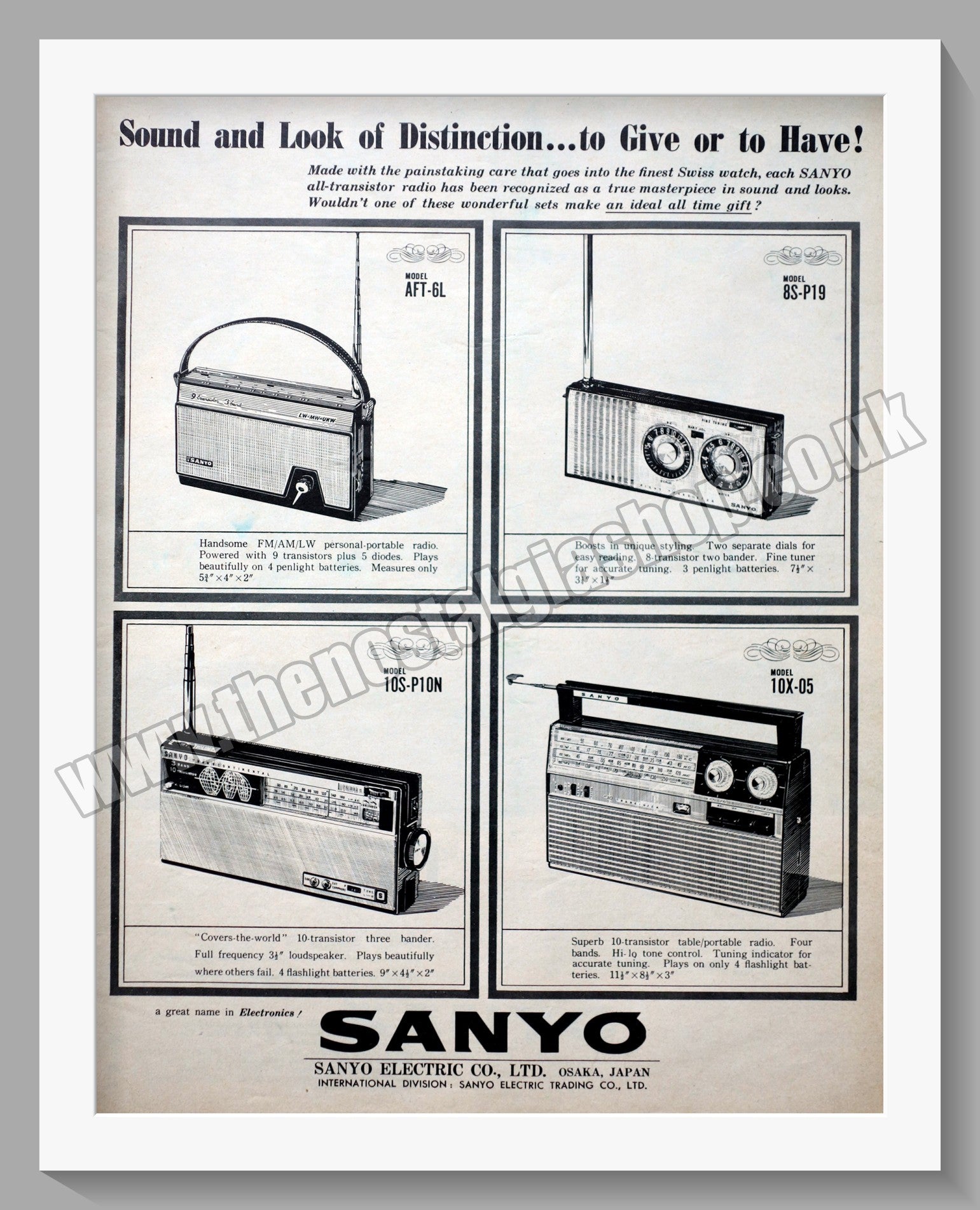 Sanyo All-Transistor Radio. Original Advert 1962 (ref AD300547