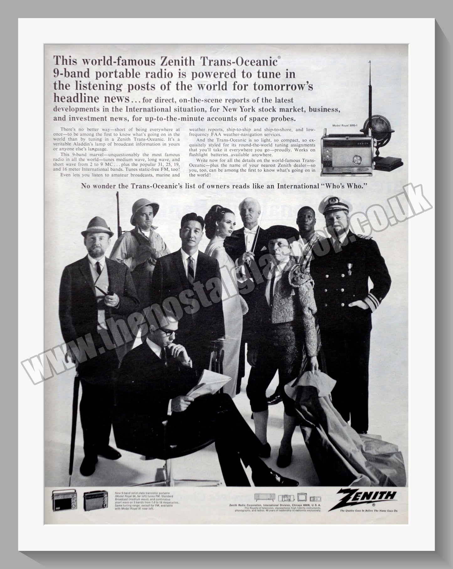 Zenith Trans-Oceanic Portable Radio. Original Advert 1966 (ref AD300564)