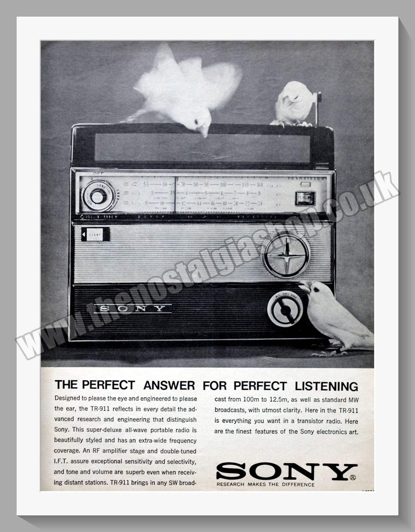 Sony TR-911 Radio. Original Advert 1962 (ref AD300568)