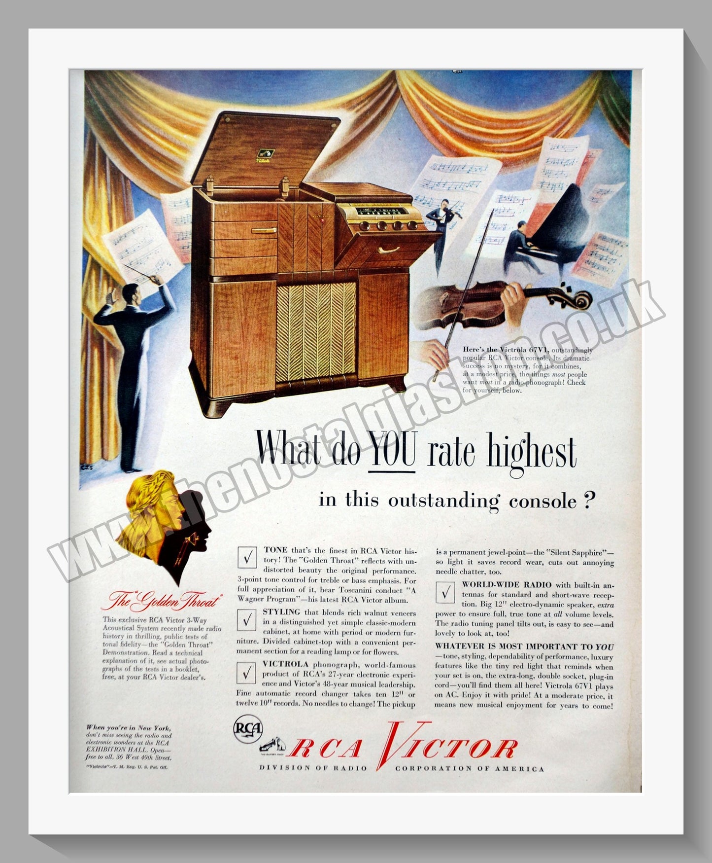 RCA Victor Victrola 67VI. Original Advert 1947 (ref AD300576)