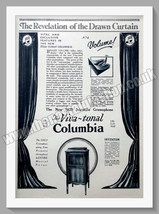 Columbia Viva-Tonal Gramophone. Original Advert 1927 (ref AD300585)