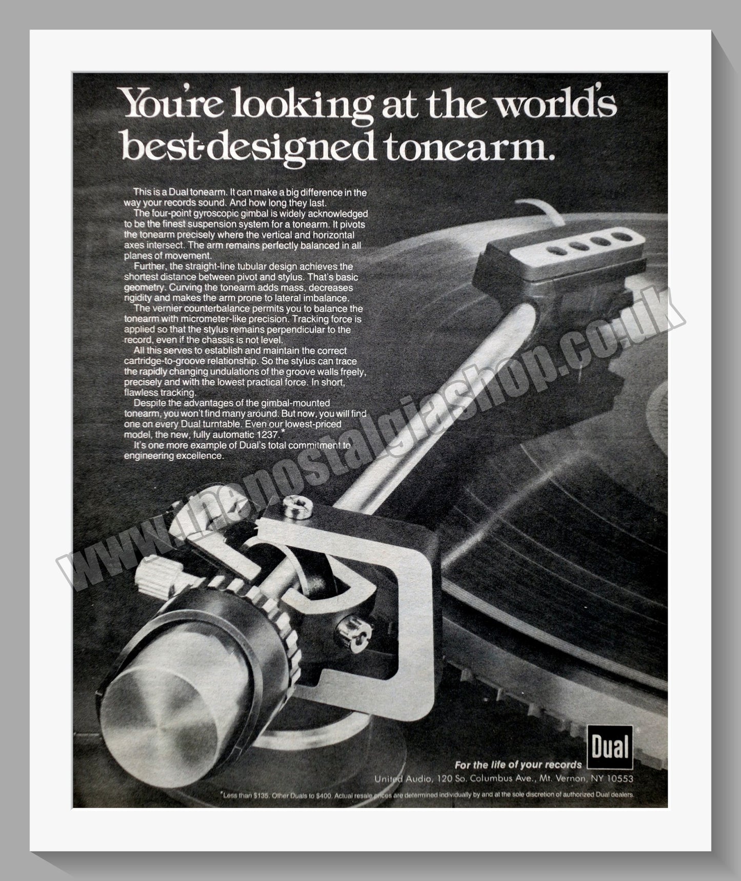 Dual Record Tonearm. Original Advert 1977 (ref AD300593)