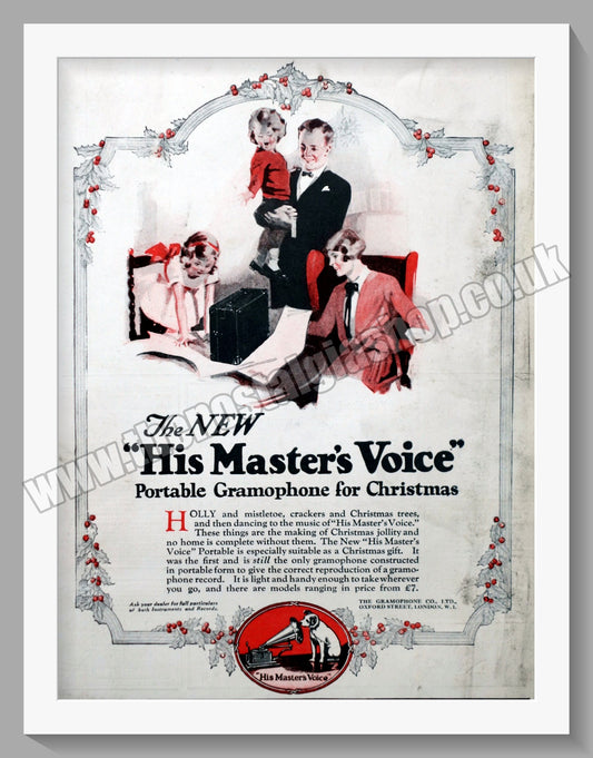 Portable Gramophone His Master's Voice. Original Advert 1927 (ref AD300595)