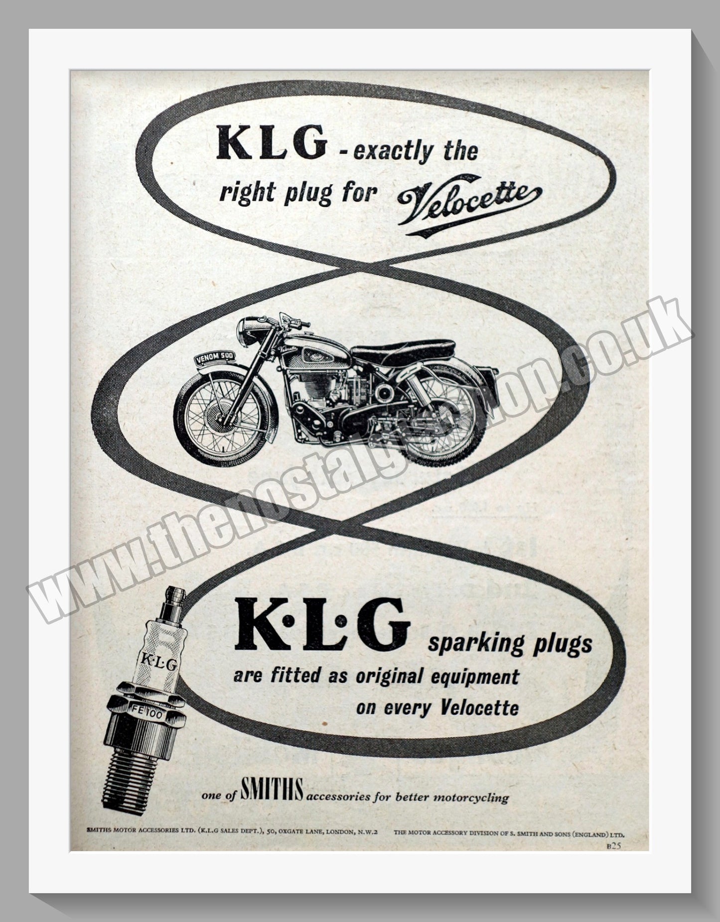Velocette Motorcycles and K.L.G Spark Plugs. Original Advert 1956 (ref AD56582)