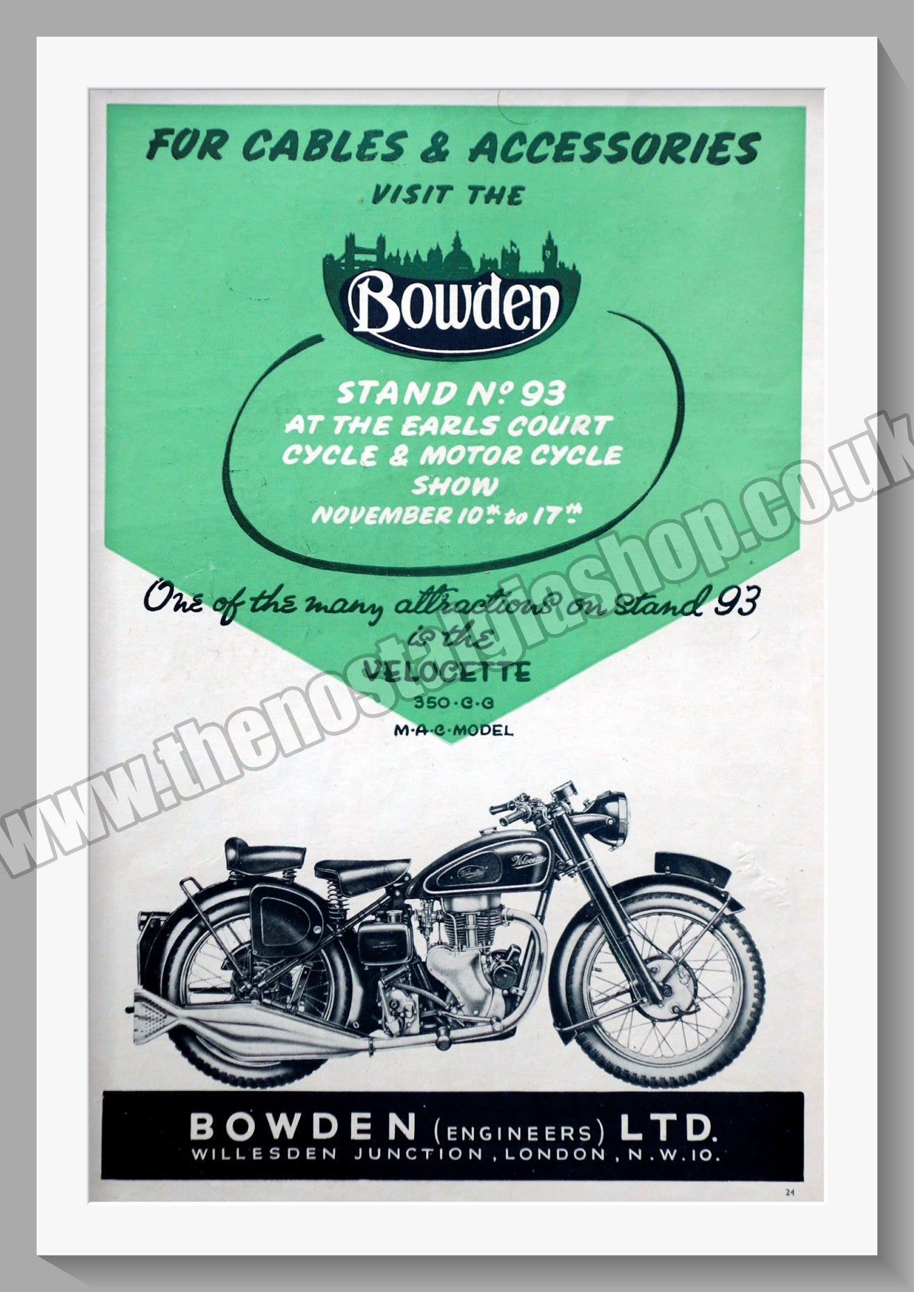 Velocette 350cc M.A.C. Model Motorcycle. Original Advert 1951 (ref AD56583)