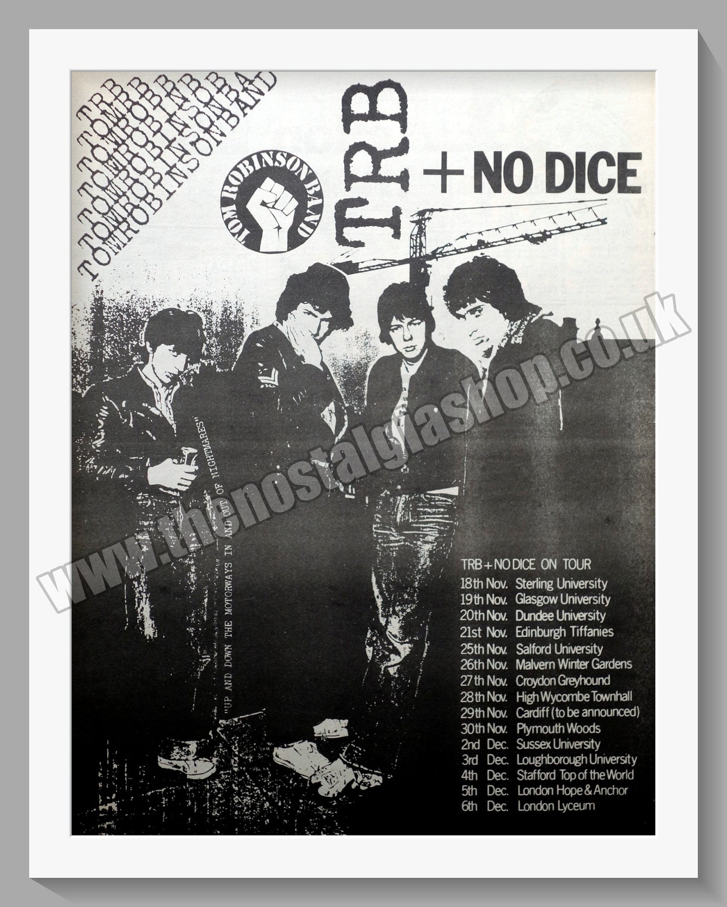 Tom Robinson Band And No Dice. Original Advert 1977 (ref AD14456)