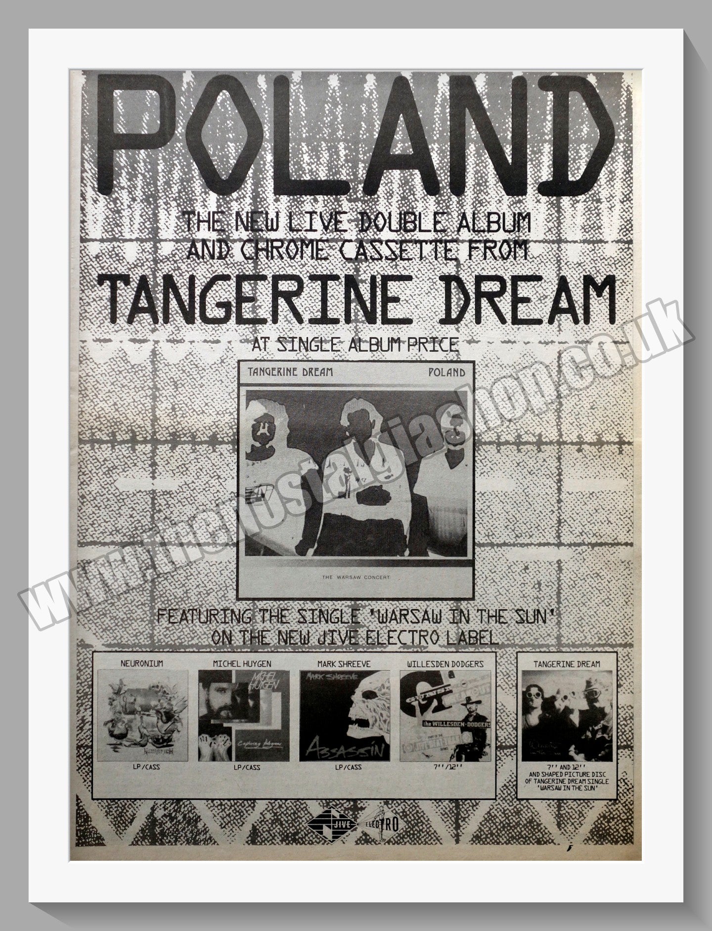 Tangerine Dream. Poland. Original Advert 1984 (ref AD14462)