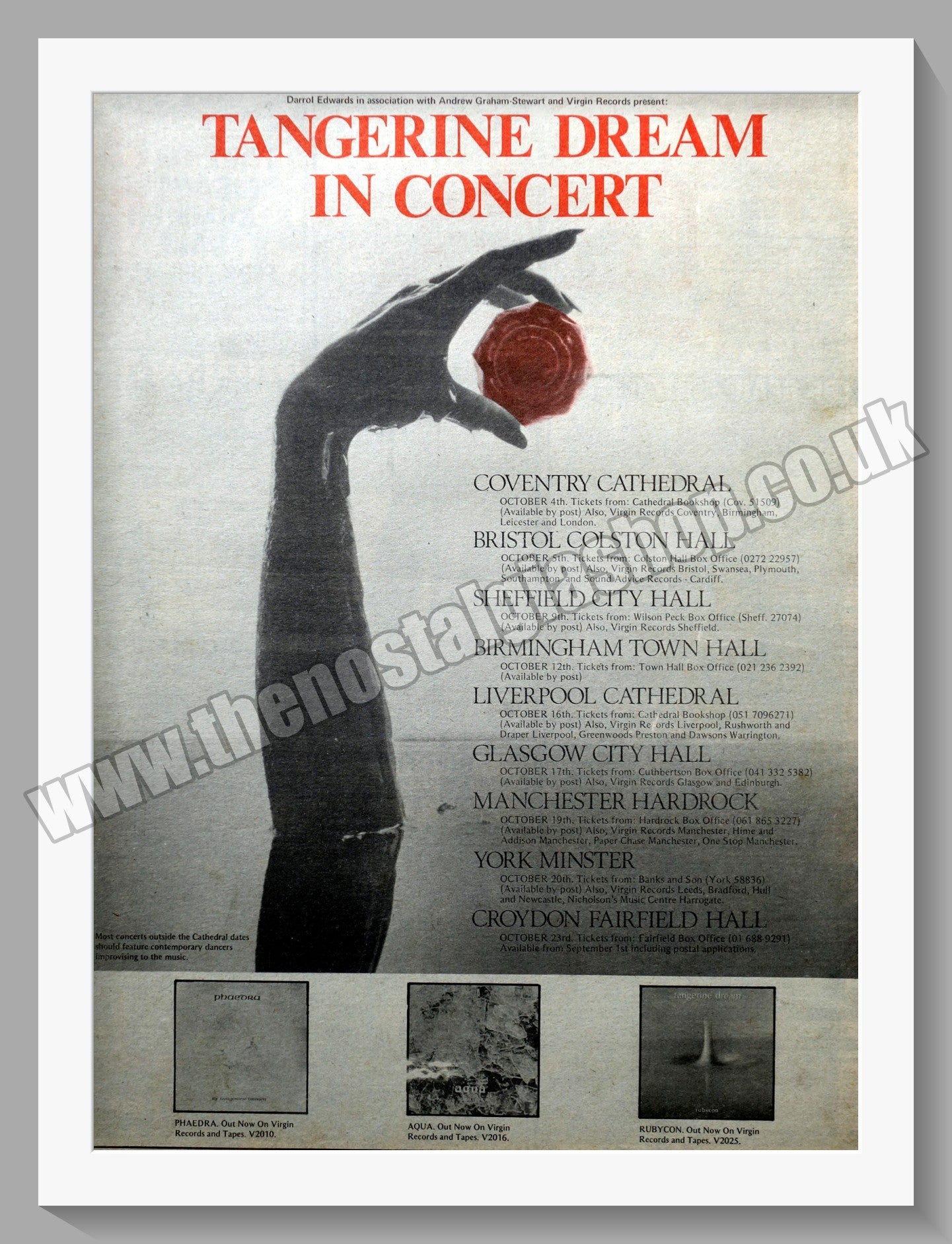 Tangerine Dream In Concert. Original Advert 1978 (ref AD14469)