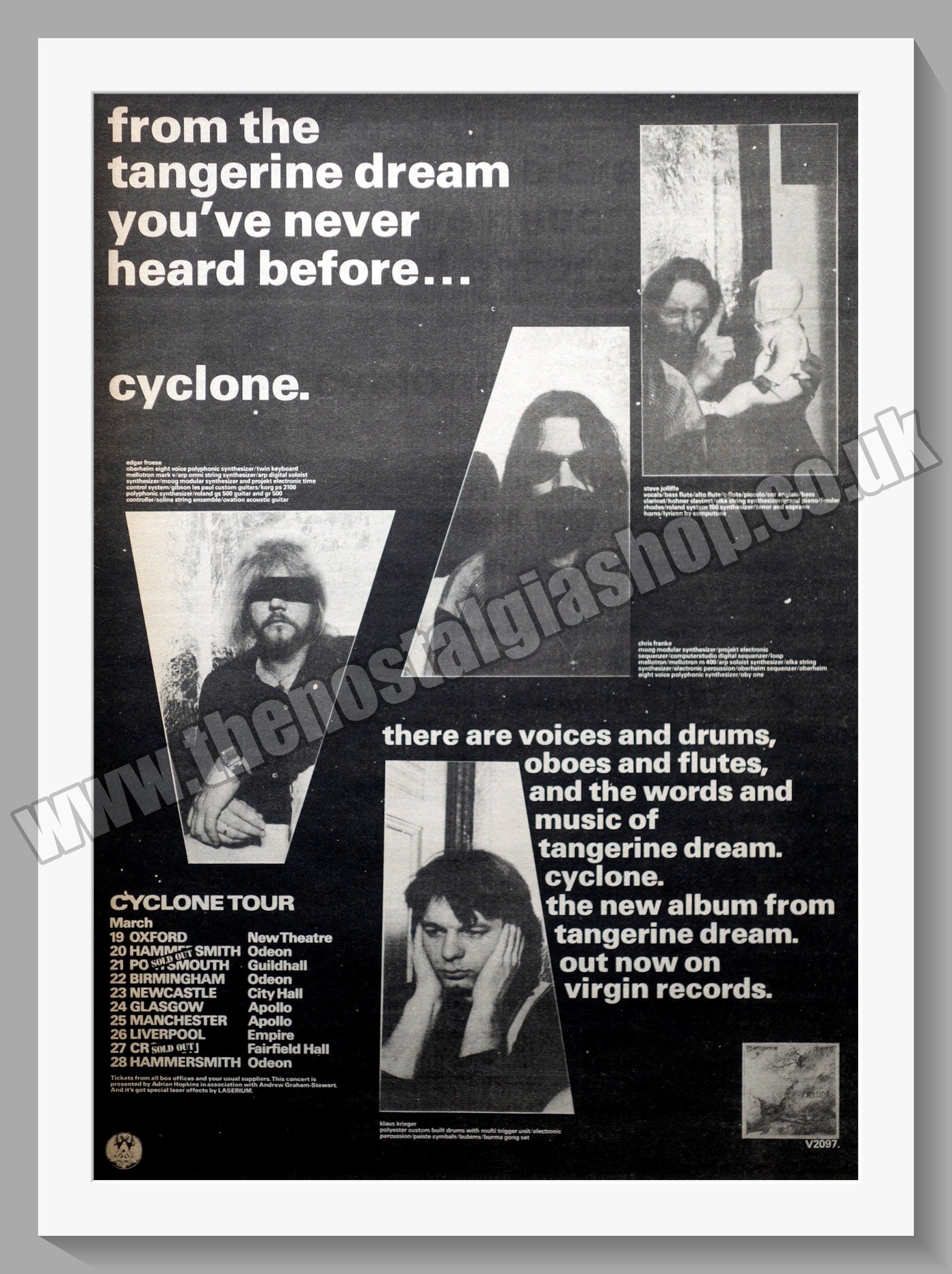 Tangerine Dream. Cyclone. Original Advert 1978 (ref AD14470)