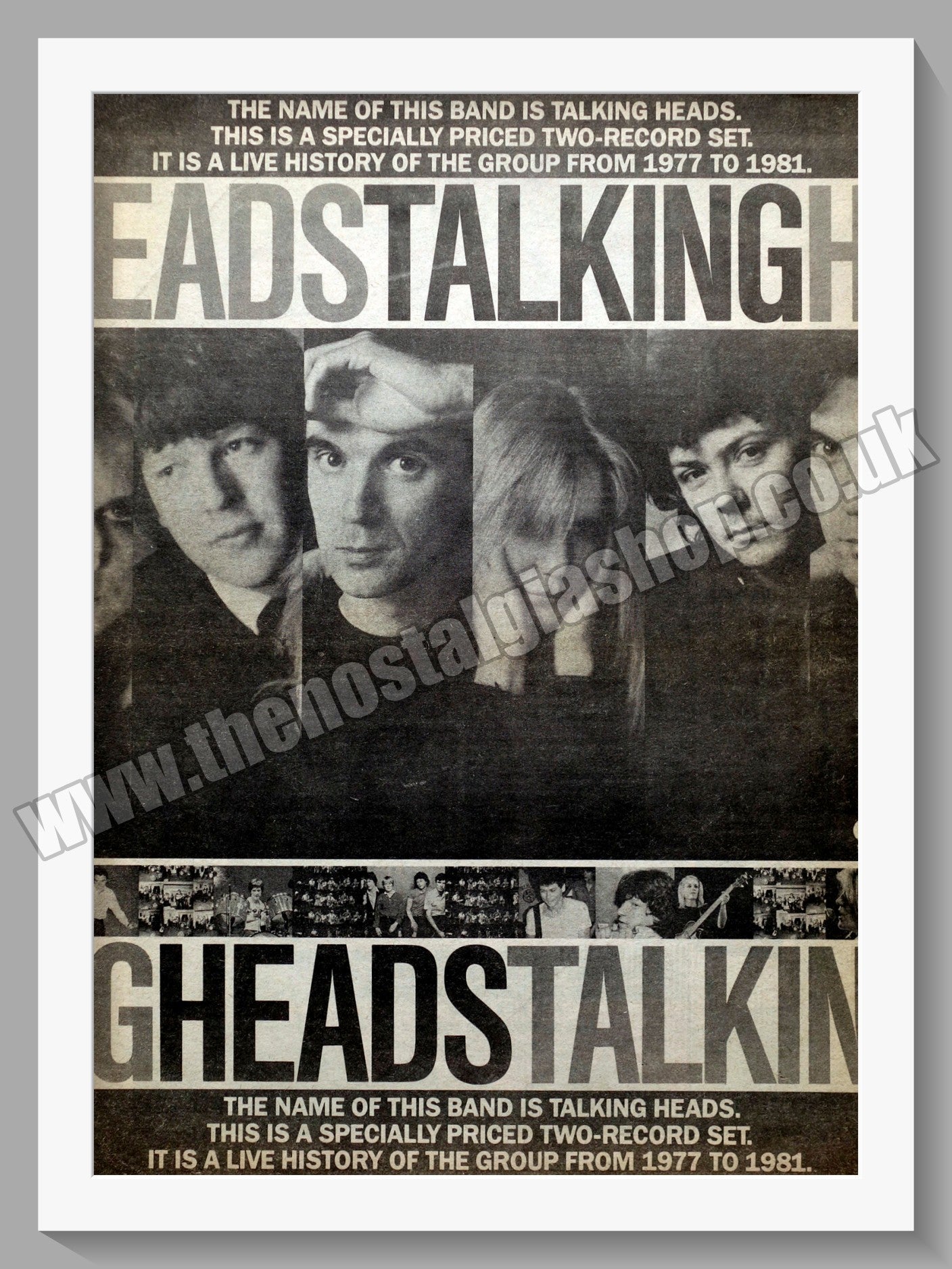 Talking Heads. Life History. Original Advert 1982 (ref AD14497)