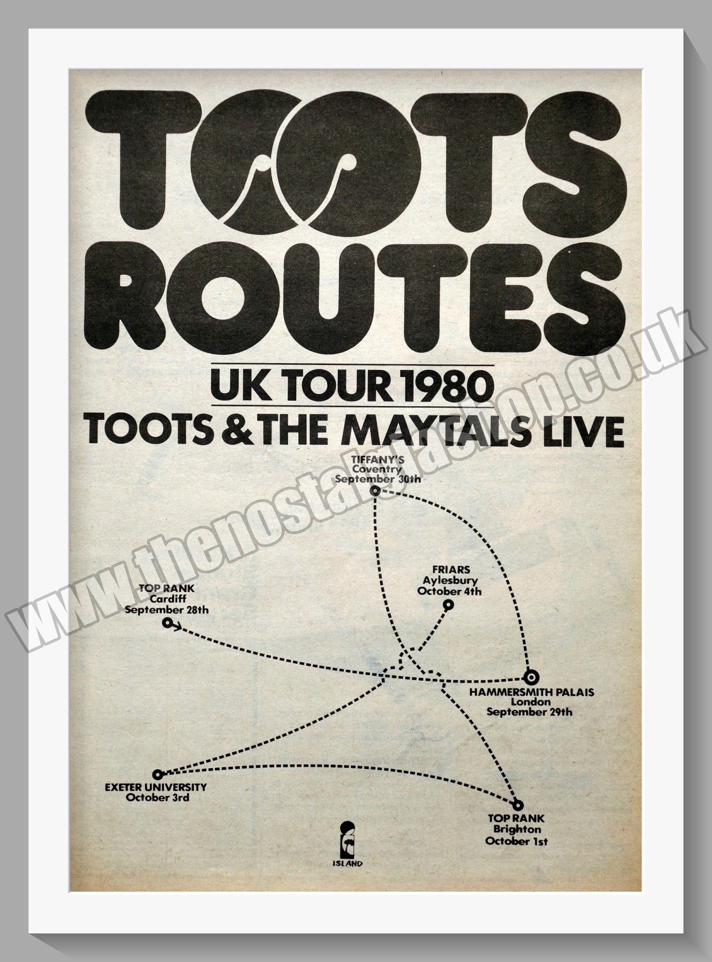 Toots And The Maytals. UK Tour Original Advert 1980 (ref AD14501)