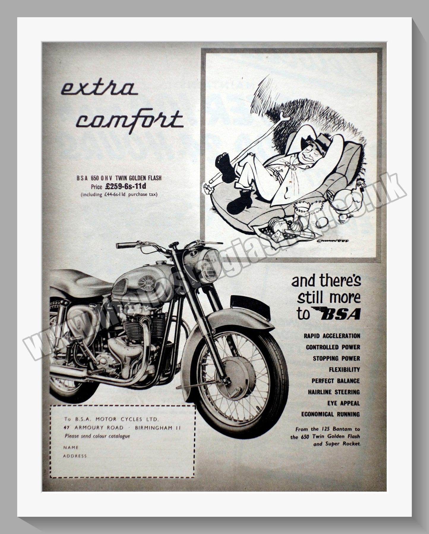 BSA 650cc Twin Golden Flash Motorcycle. Original Advert 1961 (ref AD56631)
