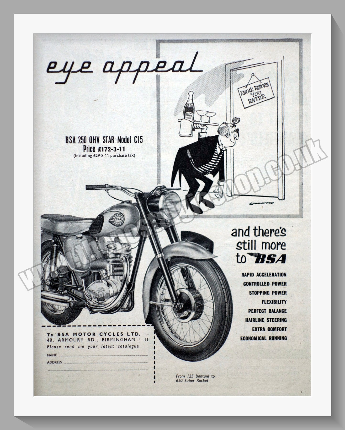 BSA 250 Star Model C15 Motorcycle. Original Advert 1960 (ref AD56637)
