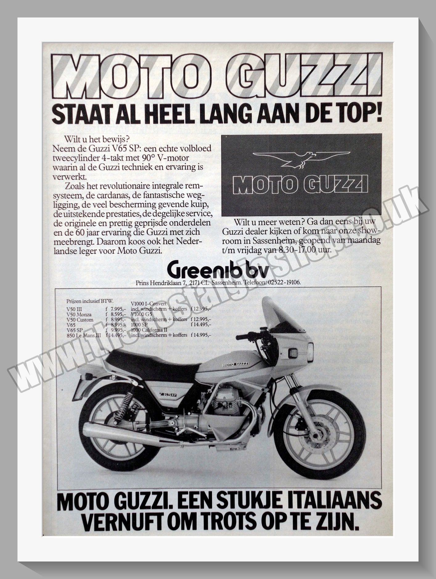 Moto Guzzi Motorcycles. Original Dutch Advert 1984 (ref AD56691)