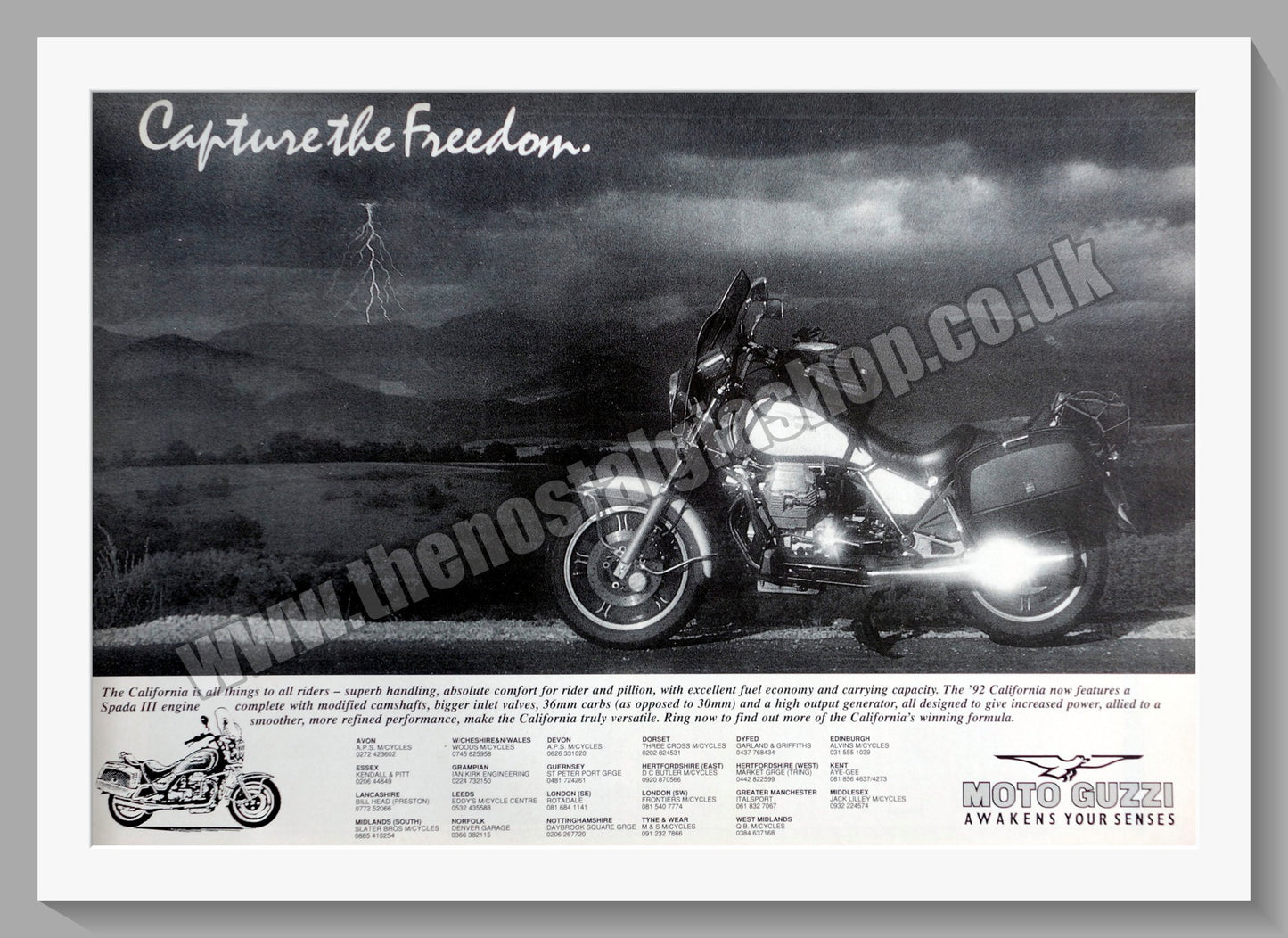 Moto Guzzi California Motorcycle. Original Advert 1992 (ref AD56695)