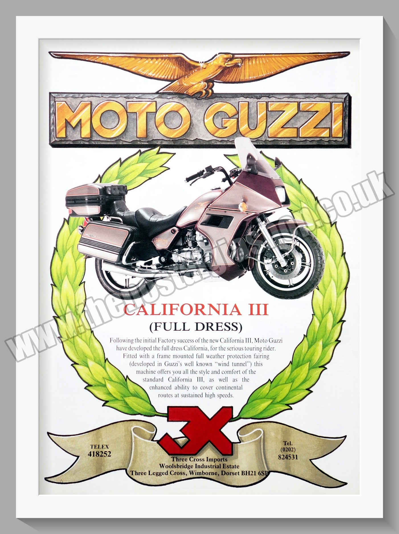 Moto Guzzi California III Motorcycle. Original Advert 1988 (ref AD56697)