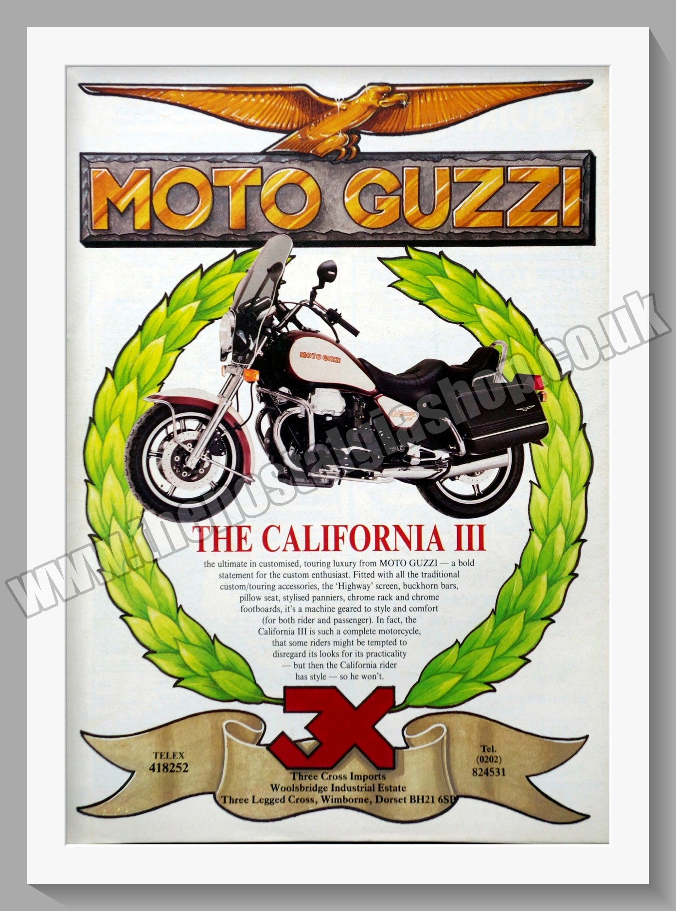 Moto Guzzi California III Motorcycle. Original Advert 1988 (ref AD56698)