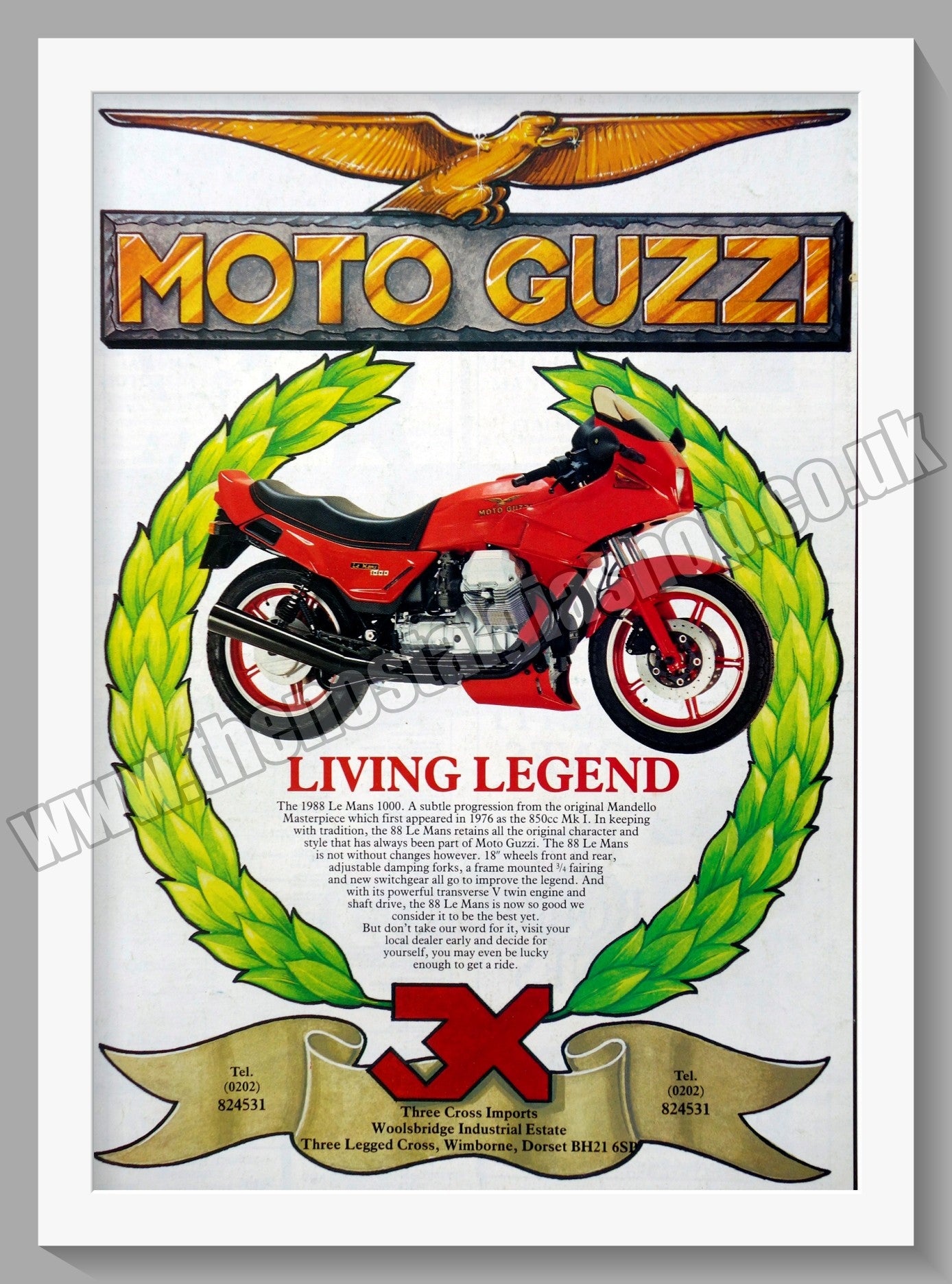 Moto Guzzi Le Mans 1000 Motorcycle. Original Advert 1989 (ref AD56700)