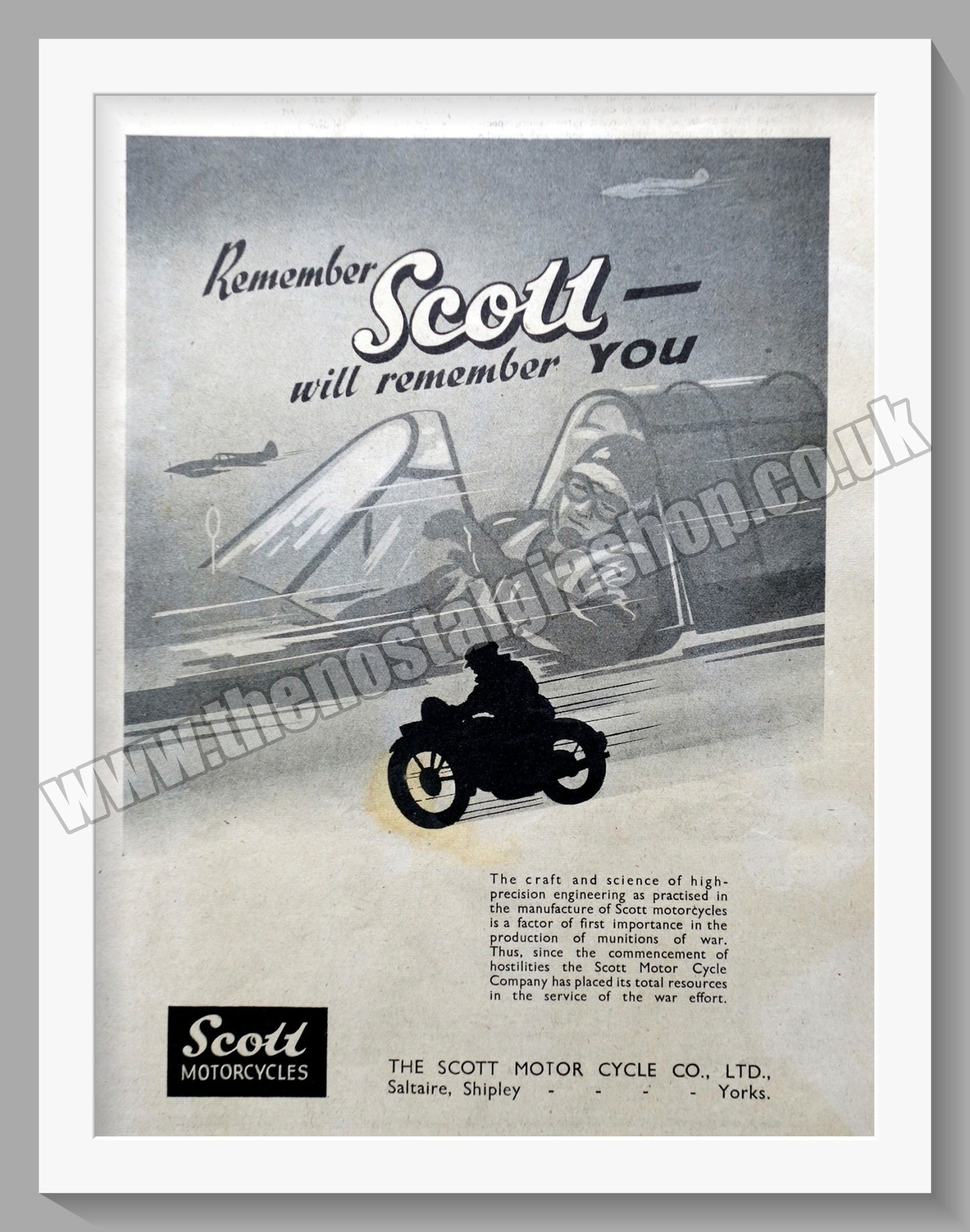 Scott Motorcycles Will Remember You. Vintage Advert 1944 (ref AD56739)