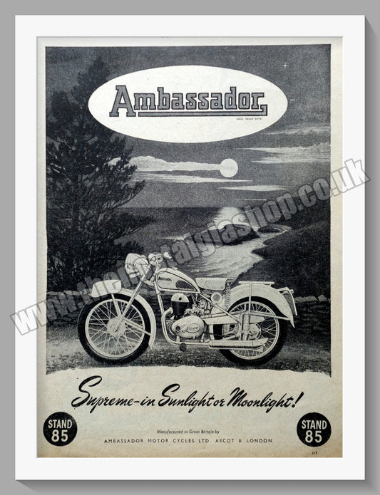 Ambassador Supreme Motorcycle. Original Advert 1951 (ref AD56745)