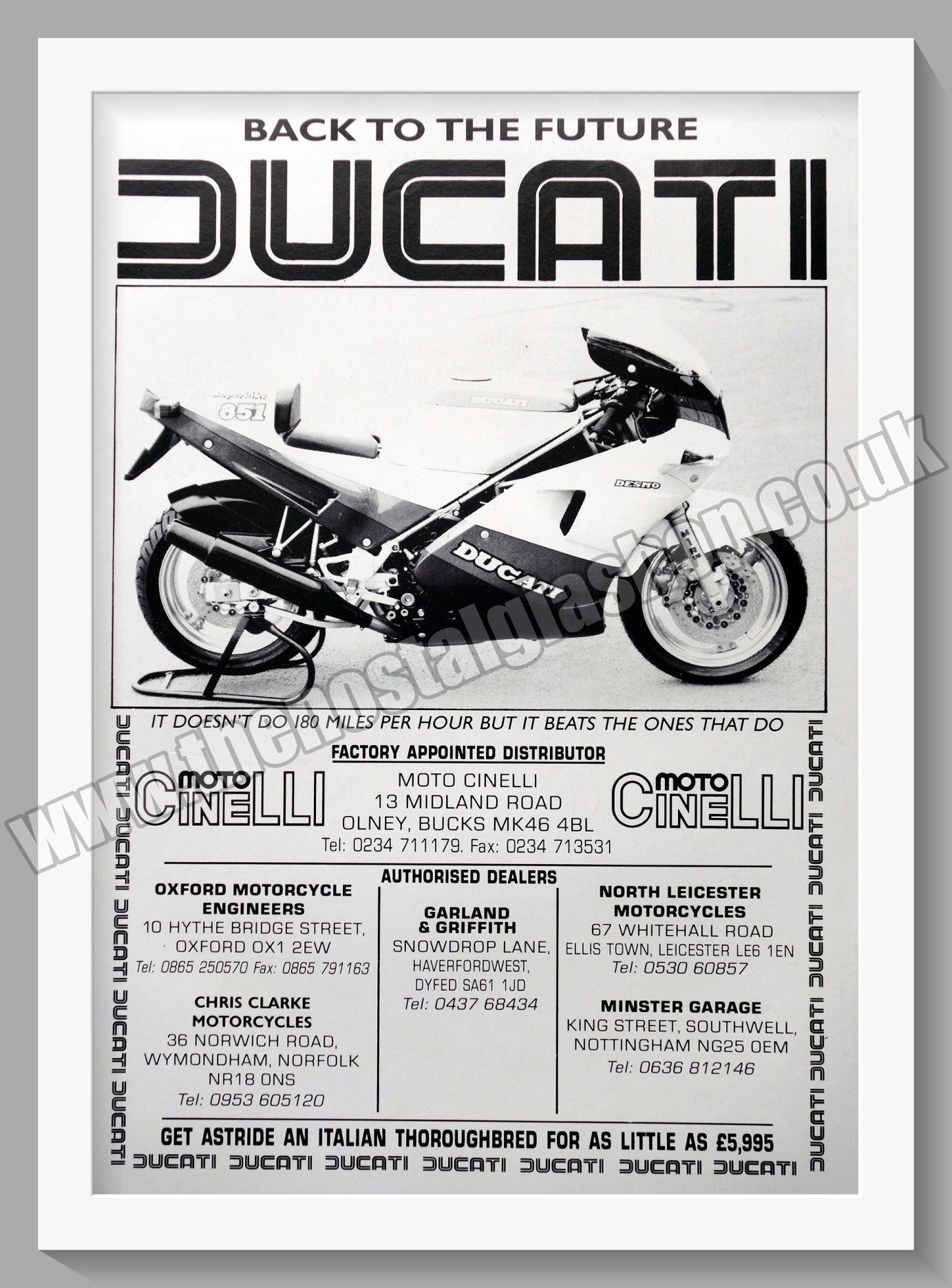 Ducati Motorcycle Dealers. Original Advert 1988 (ref AD56786)