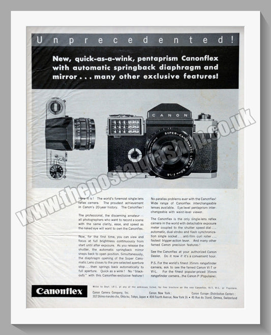 Canonflex Camera. Original Advert 1959 (ref AD300623)