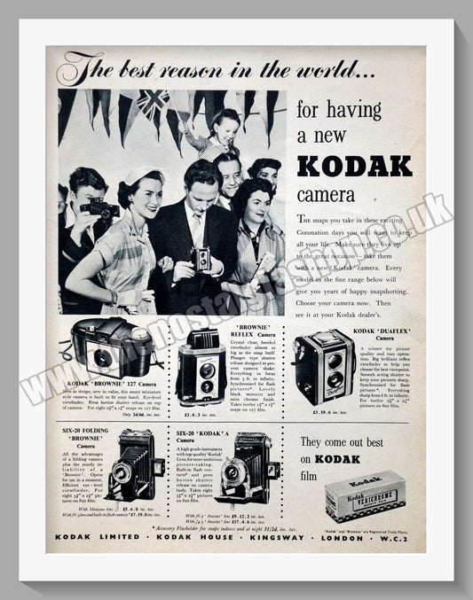 Kodak Camera Range. Original Advert 1953 (ref AD300624)